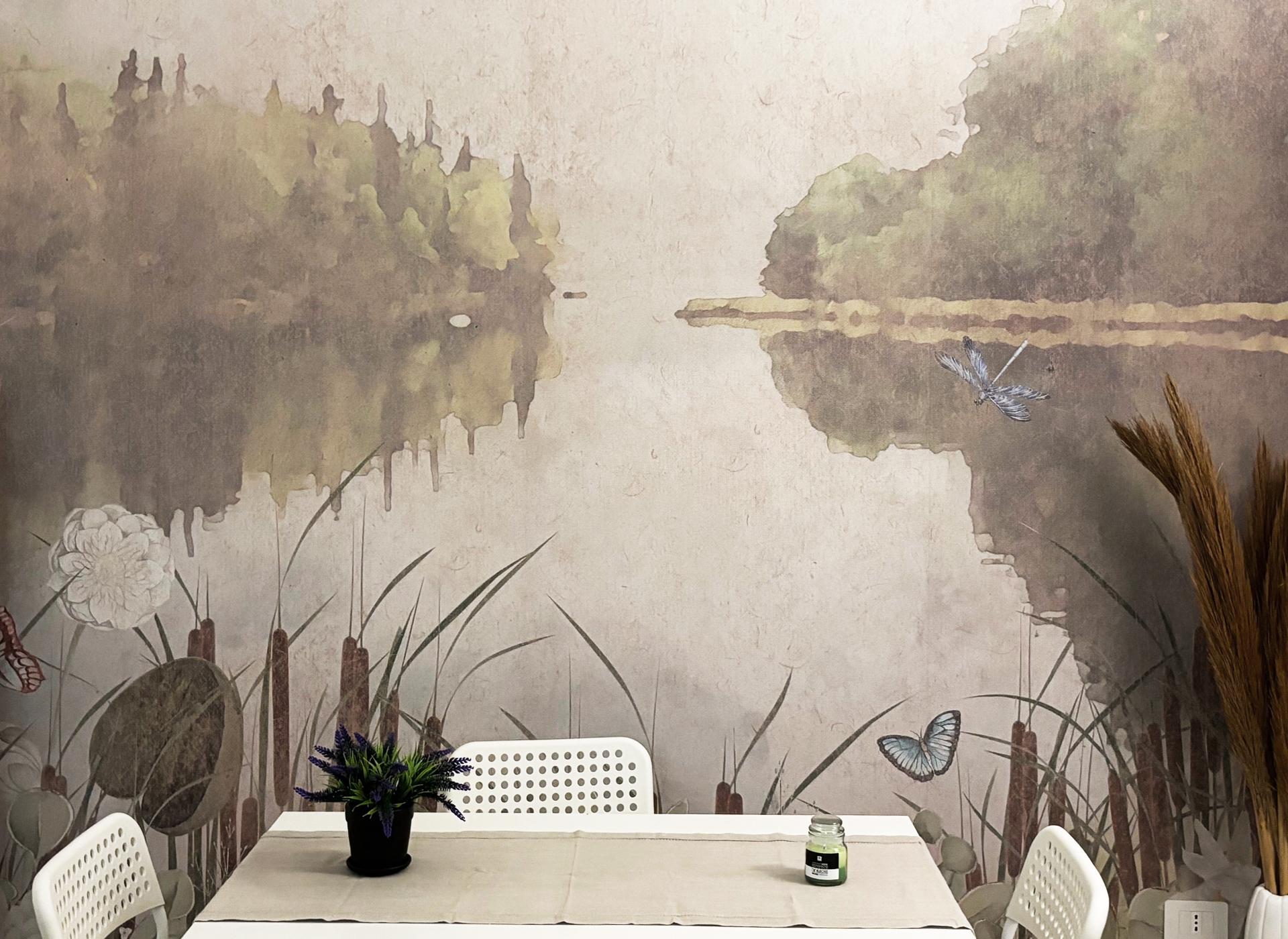 Carta da parati CHARME per sala da pranzo, colori beige e caldi